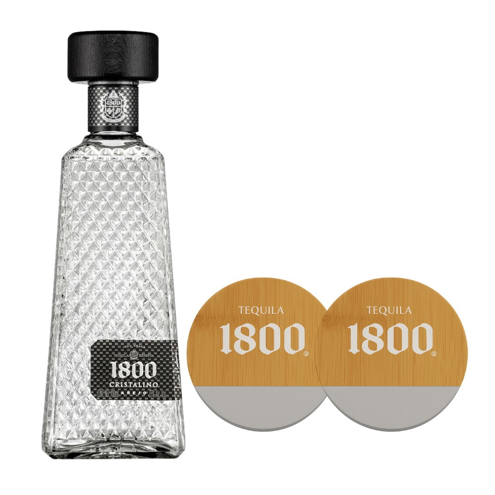 TEQUILA 1800 CRISTALINO 700 ML + JUEGO DE PORTAVASOS 1800 DE REGALO