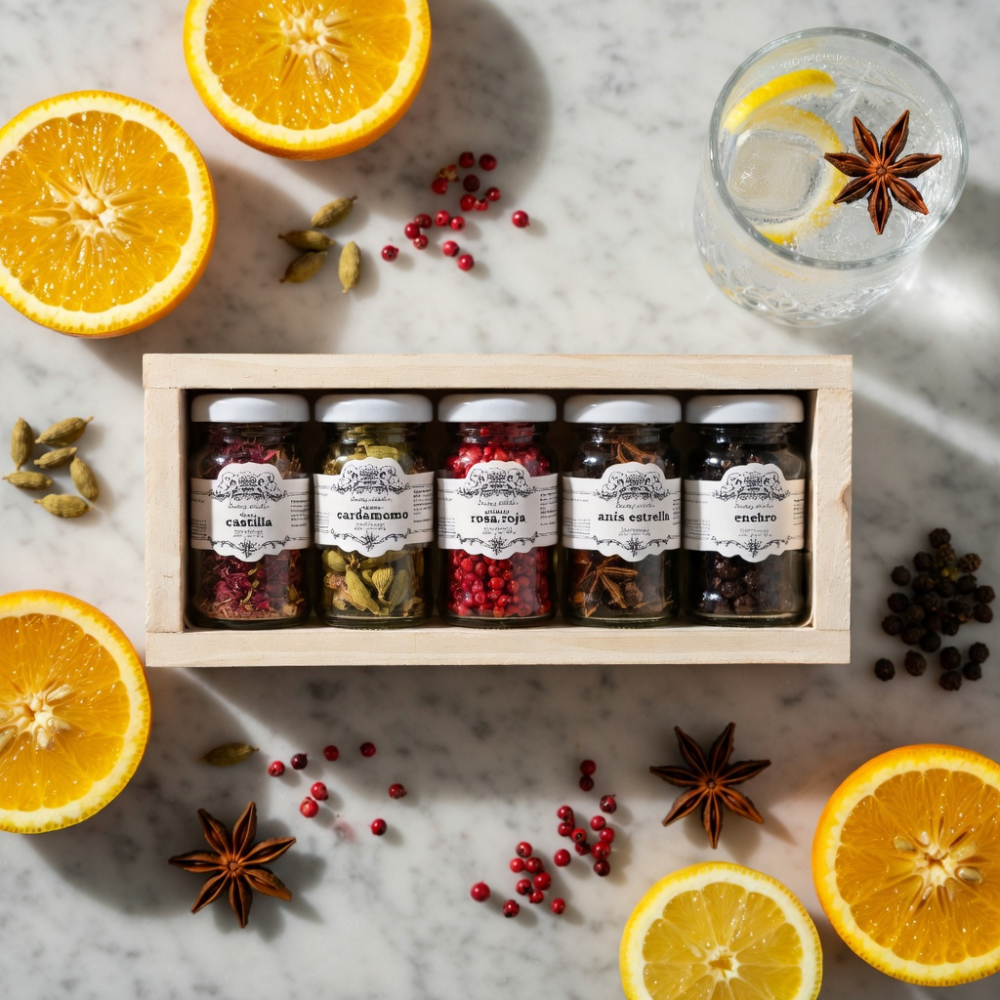 SALES DE COCTELERÍA - CAJA MADERA (5 FRASCOS)