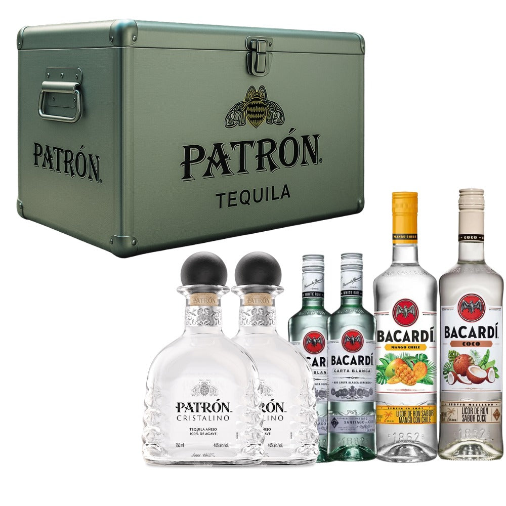 HIELERA GRANDE TEQUILA PATRÓN + 6 BOTELLAS DE REGALO