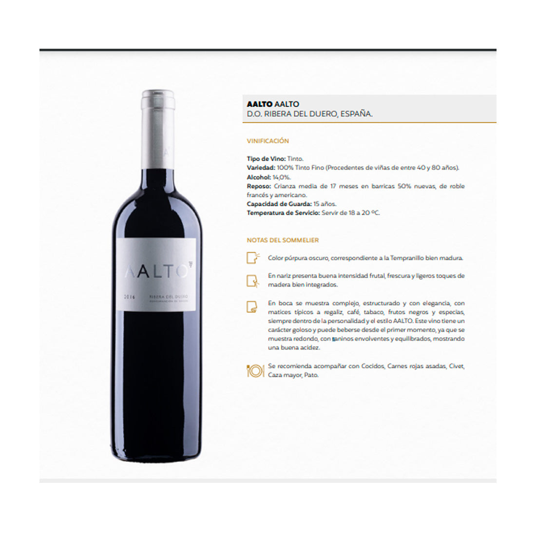 VINO TINTO AALTO 750 ml