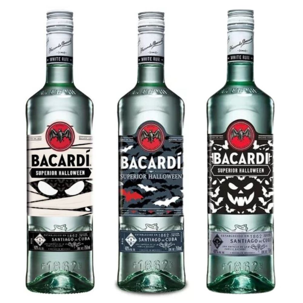 RON BACARDI BLANCO EDICIÓN HALLOWEEN COMBO 3 BOTELLAS