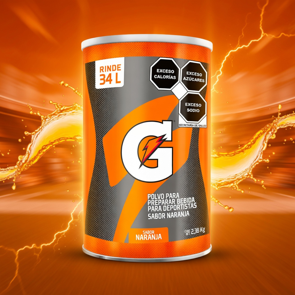 BEBIDA HIDRATANTE EN POLVO GATORADE SABOR NARANJA 2.38 KG