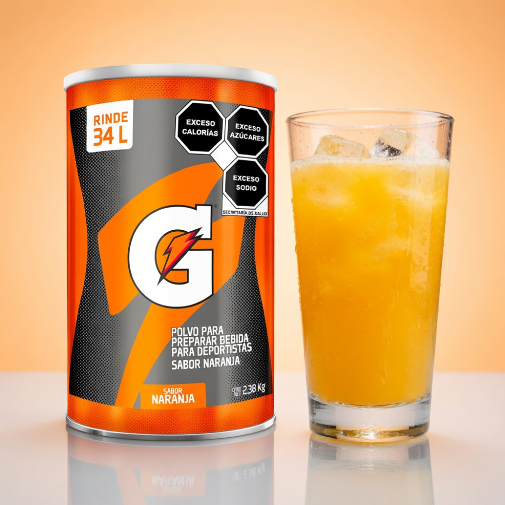 BEBIDA HIDRATANTE EN POLVO GATORADE SABOR NARANJA 2.38 KG