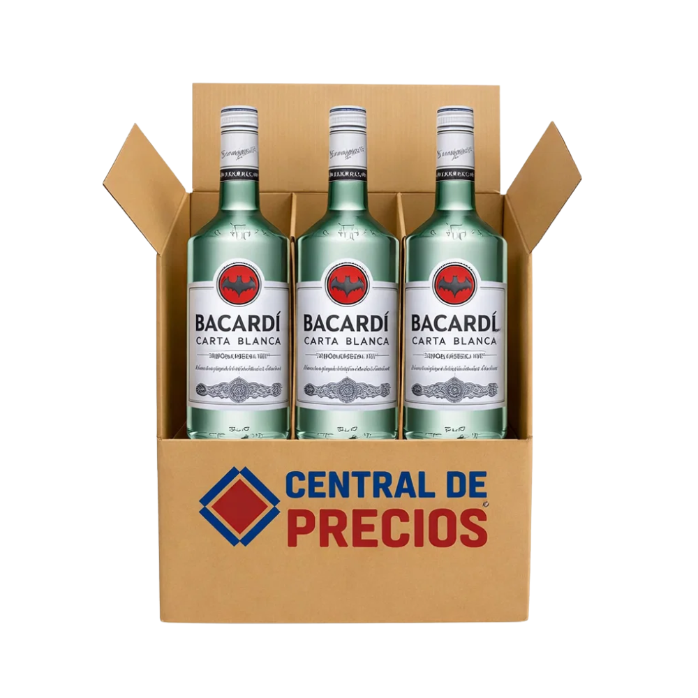 RON BACARDI BLANCO 980 ML (3 PIEZAS)