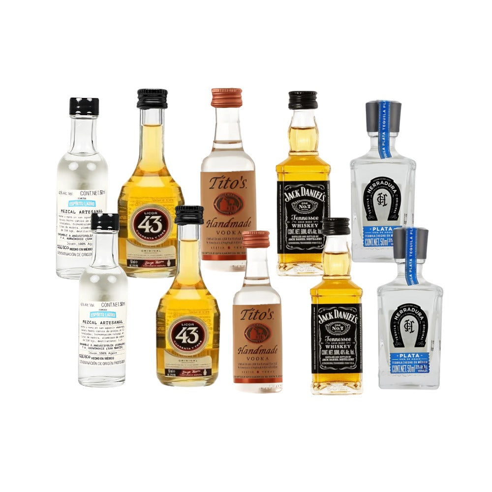 COLECCIÓN DE 10 BOTELLAS MINIATURA (5 LICORES DIFERENTES)