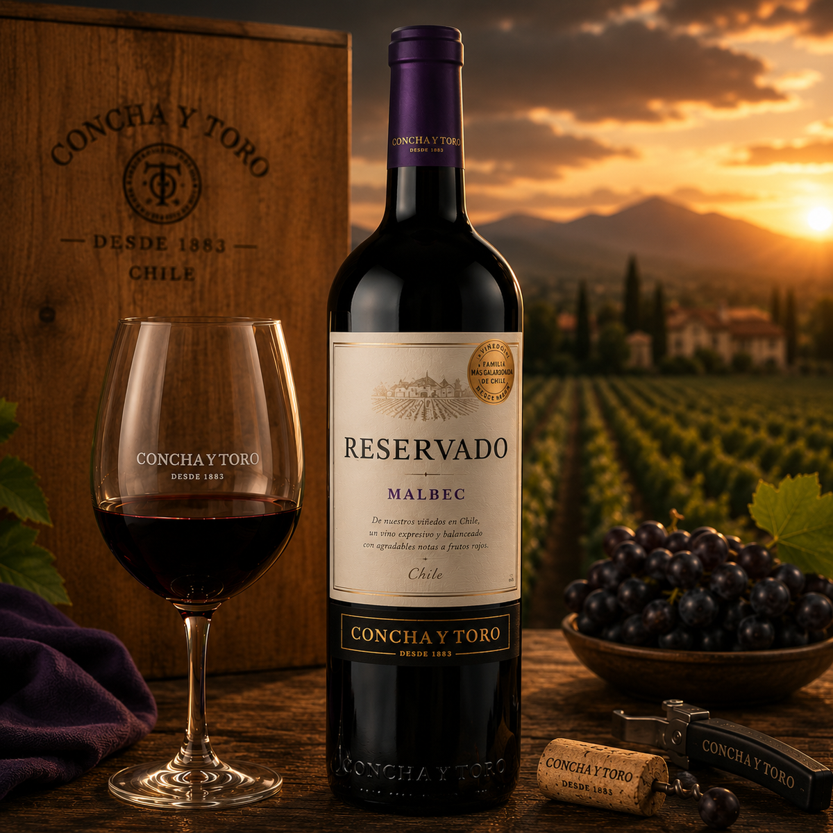 VINO TINTO RESERVADO CONCHA Y TORO MALBEC 750 ML