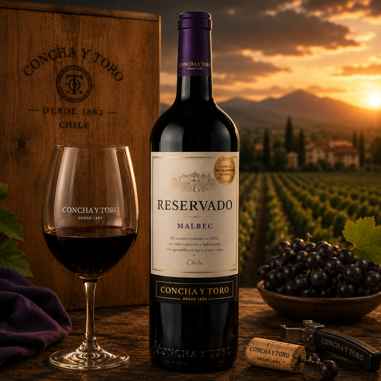 VINO TINTO RESERVADO CONCHA Y TORO MALBEC 750 ML