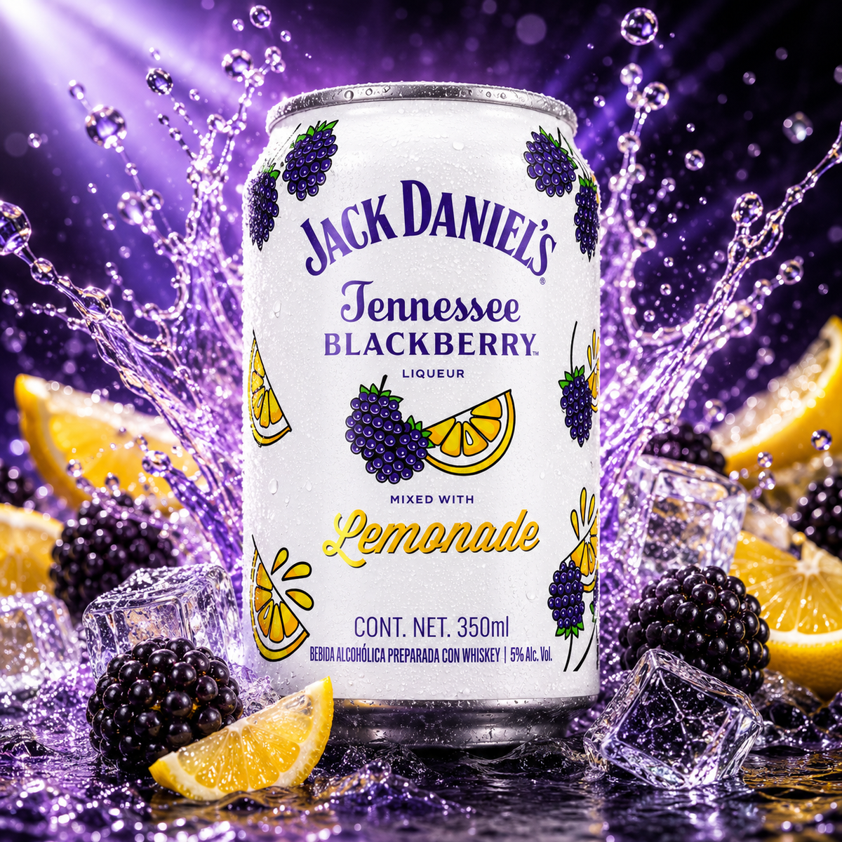 BEBIDA PREPARADA JACK DANIEL'S BLACKBERRY LEMONADE 350 ML (24 PIEZAS)