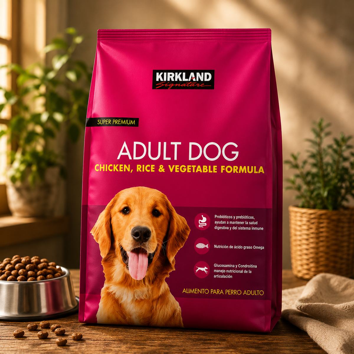 ALIMENTO PARA PERRO ADULTO KIRKLAND SIGNATURE SABOR POLLO, ARROZ Y VEGETALES 18.1 KG