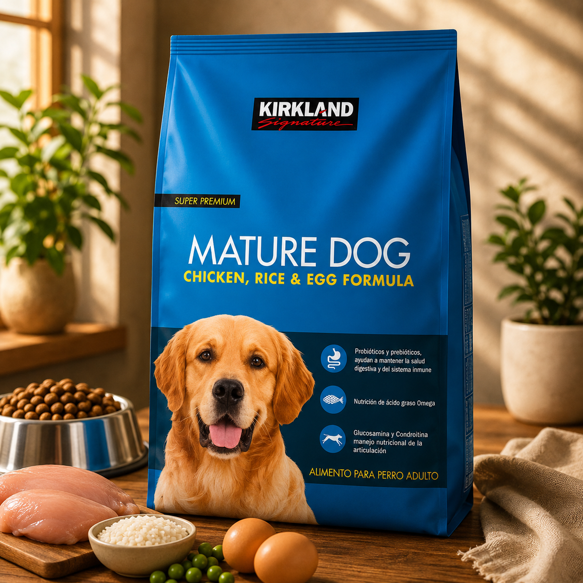 ALIMENTO PARA PERRO ADULTO KIRKLAND SIGNATURE SABOR POLLO, ARROZ Y HUEVO 18.1 KG
