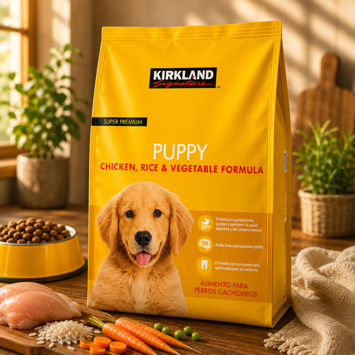 ALIMENTO PARA PERRO CACHORRO KIRKLAND SIGNATURE SABOR POLLO Y ARROZ 9.07 KG