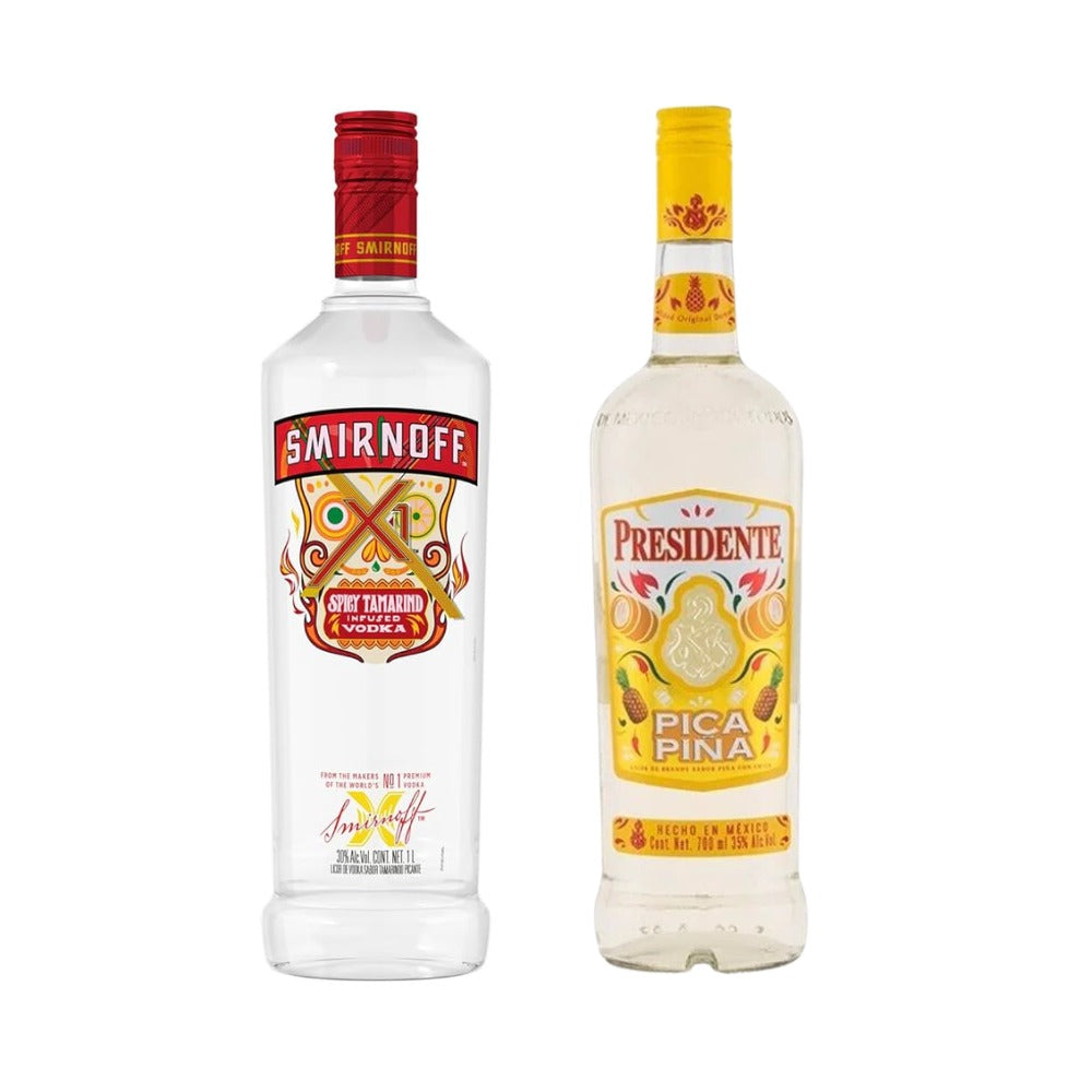 VODKA SMIRNOFF TAMARINDO 750 ML + BRANDY PRESIDENTE PICA PIÑA 700 ML