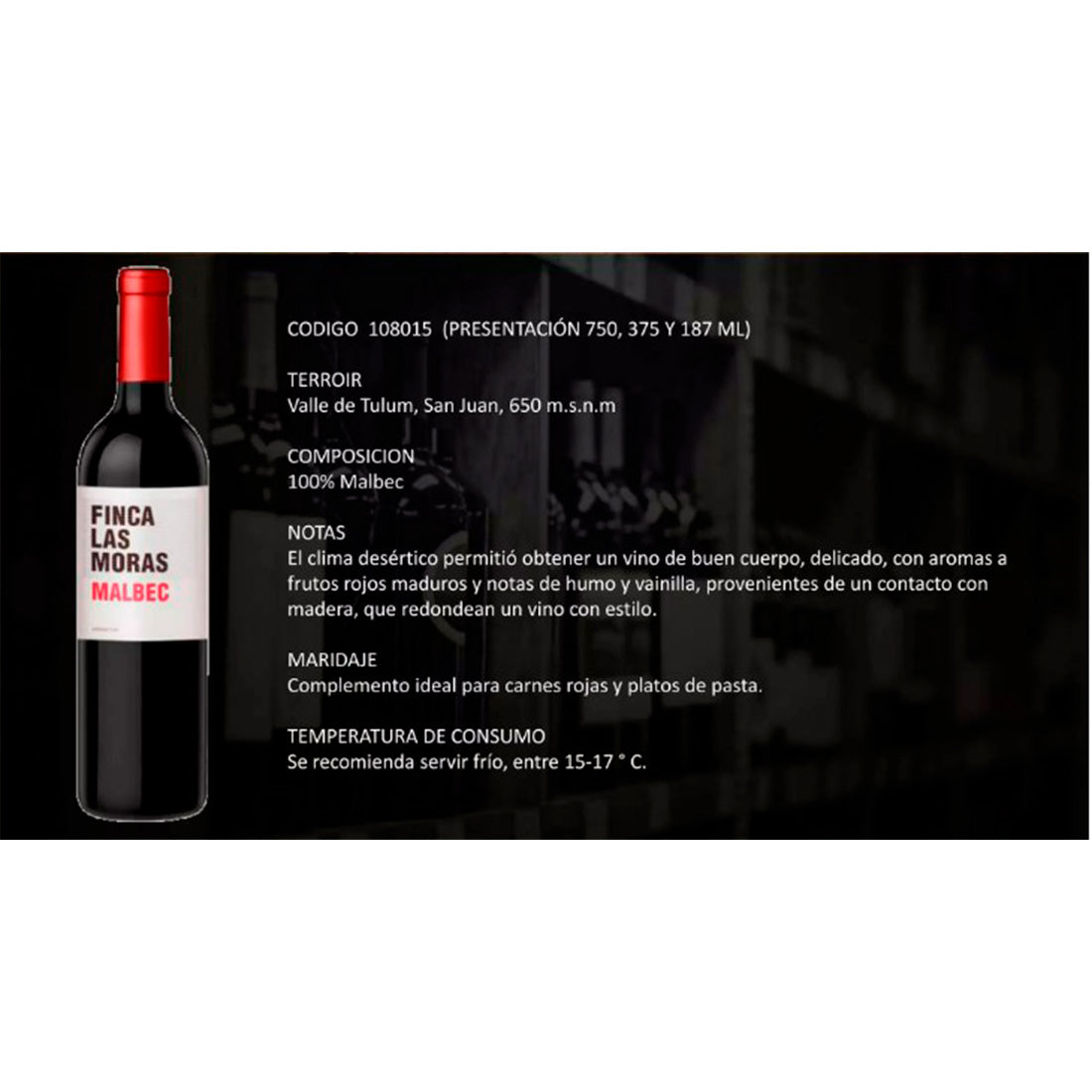 VINO TINTO LAS MORAS MALBEC 750 ml