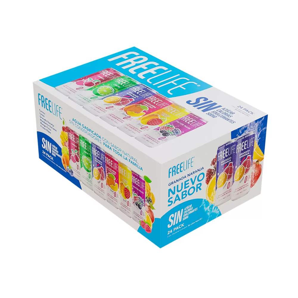 AGUA GASIFICADA CON SABOR FREELIFE 24 PZAS 355 ML