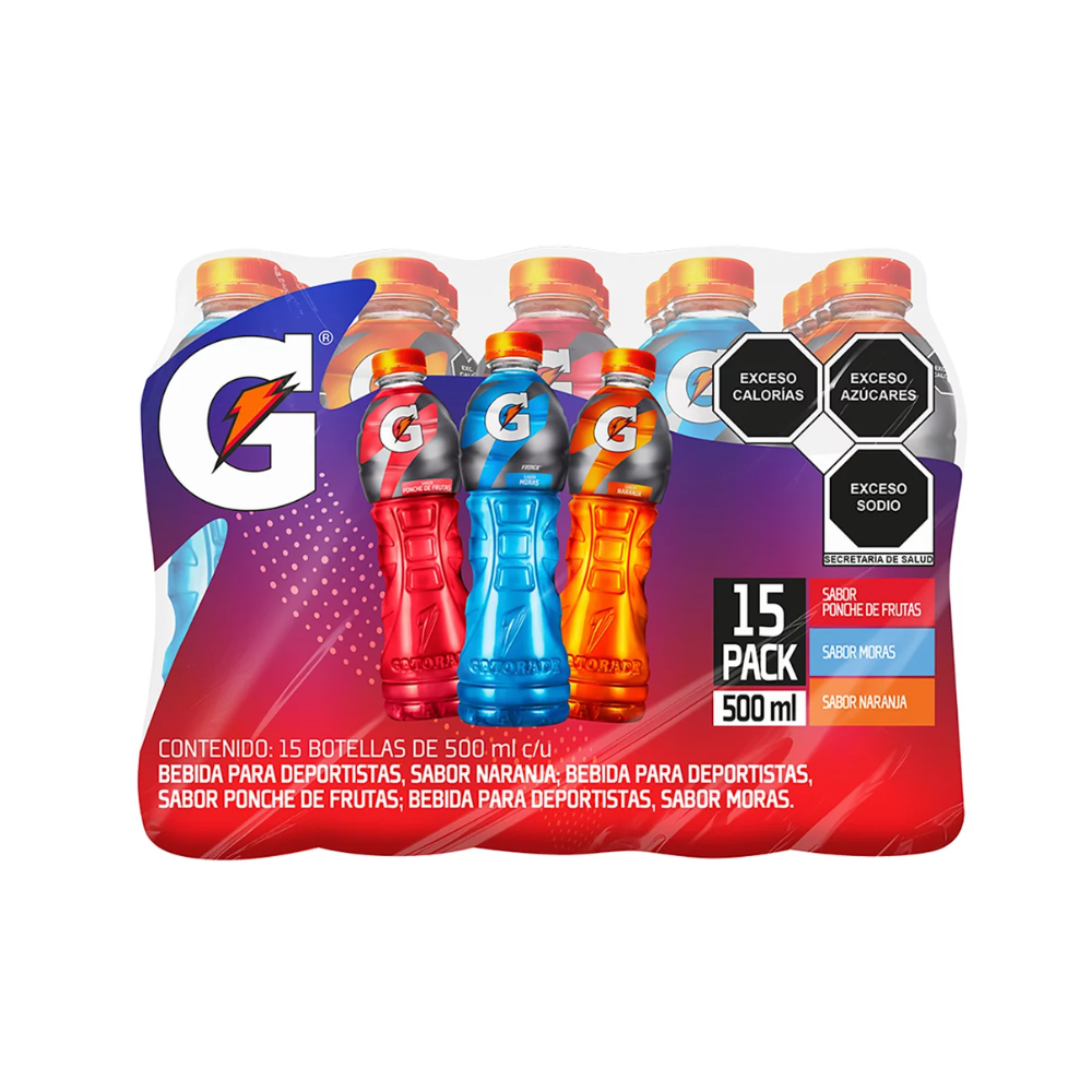 BEBIDA HIDRATANTE GATORADE 15 PZAS 500 ML