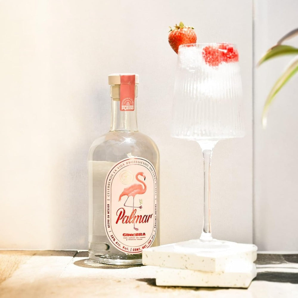 GINEBRA PALMAR ROSAS Y FRUTOS ROJOS 750 ML (GORRA Y 6 LATAS DE REGALO)