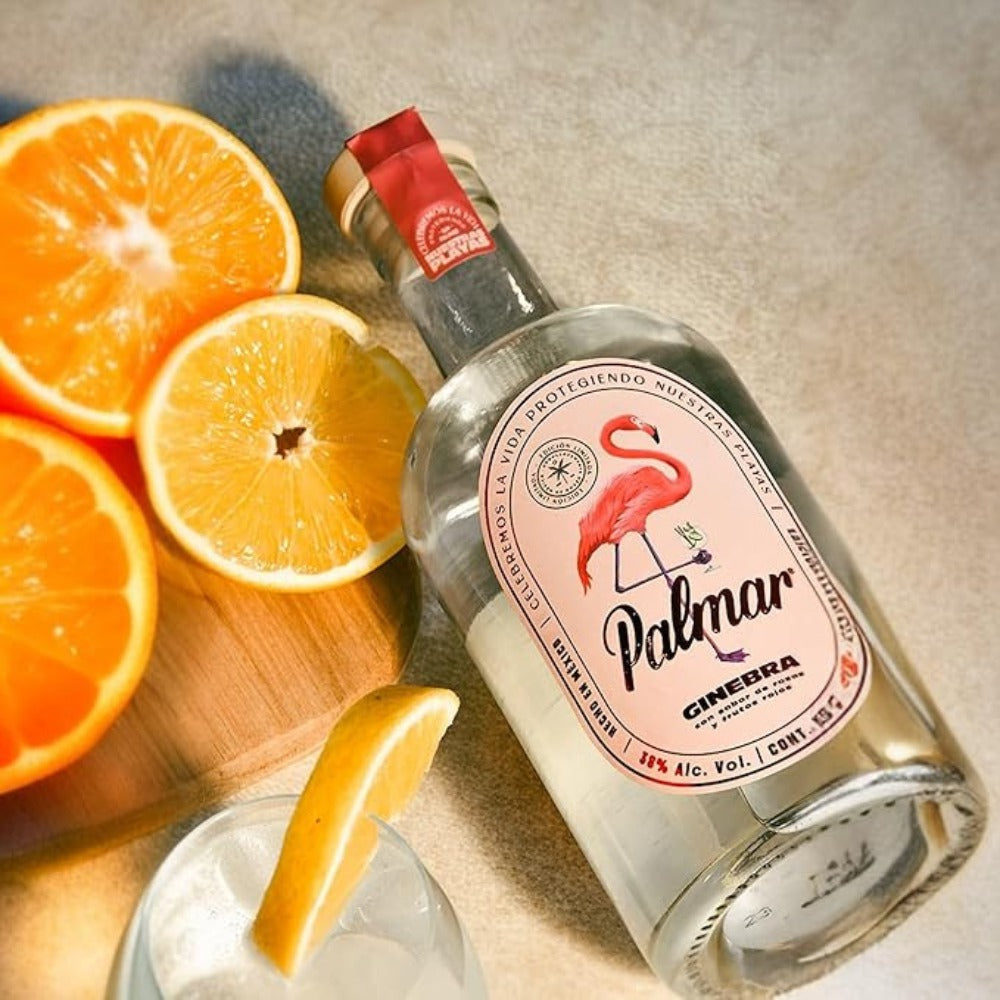 GINEBRA PALMAR ROSAS Y FRUTOS ROJOS 750 ML (GORRA Y 6 LATAS DE REGALO)