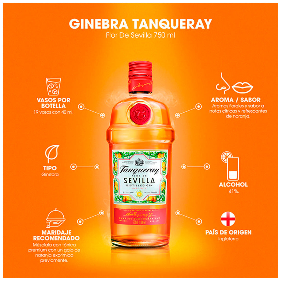 GINEBRA TANQUERAY FLOR DE SEVILLA 750 ml