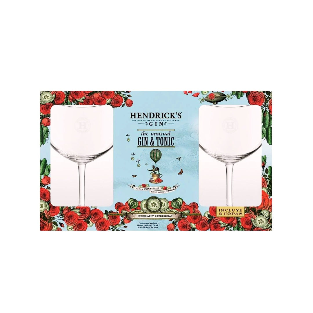 GINEBRA HENDRICK&#39;S 750 ML + DOS COPAS