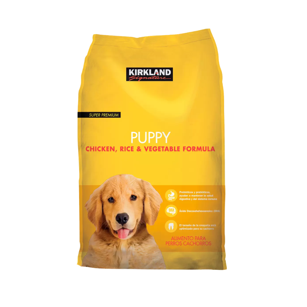 ALIMENTO PARA PERRO CACHORRO KIRKLAND SIGNATURE SABOR POLLO Y ARROZ 9.07 KG