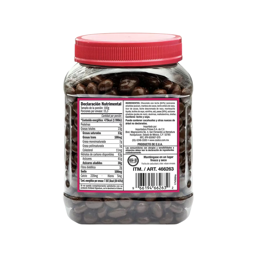 PASAS CUBIERTAS CON CHOCOLATE KIRKLAND SIGNATURE 1.53 KG