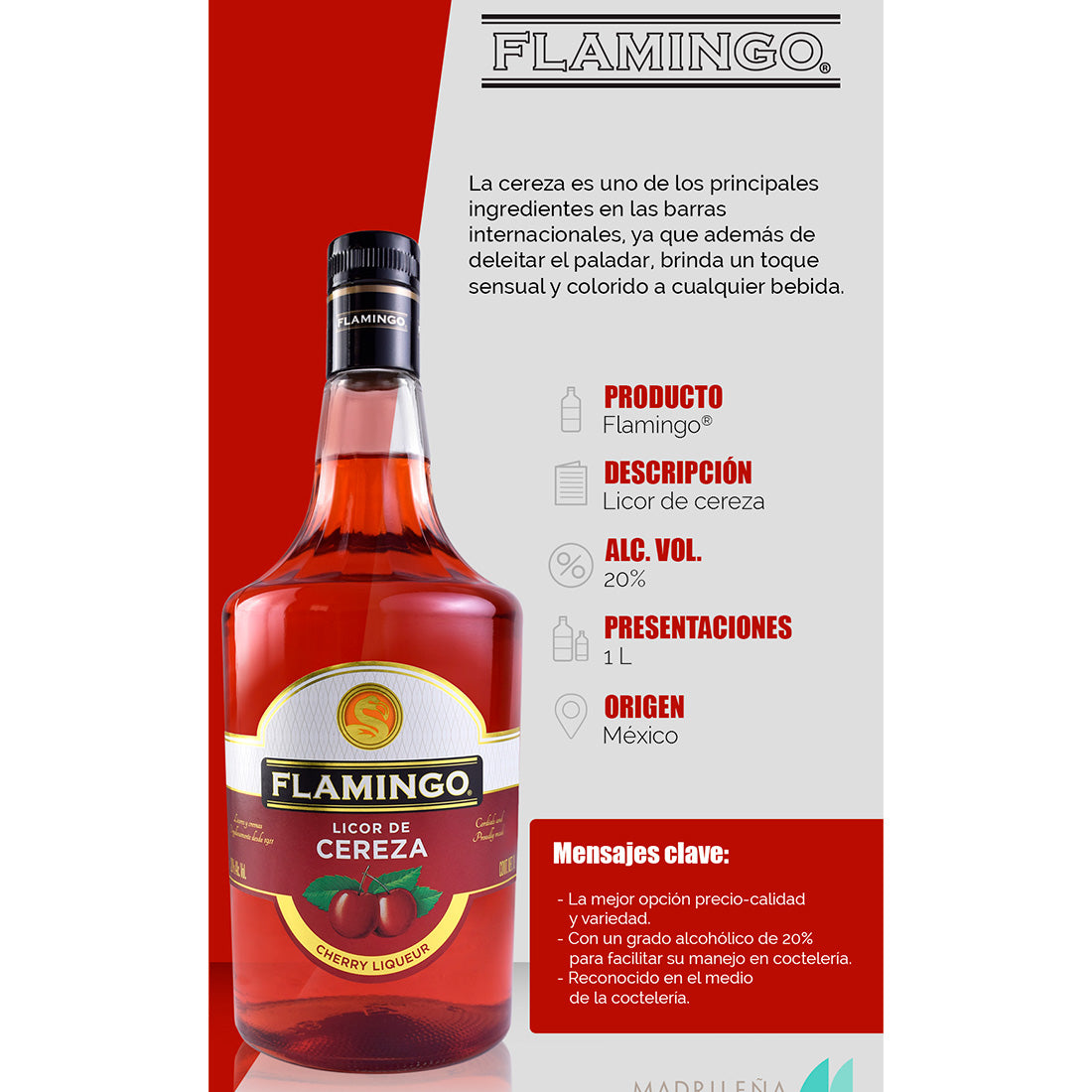 LICOR DE CEREZA FLAMINGO 1000 ml