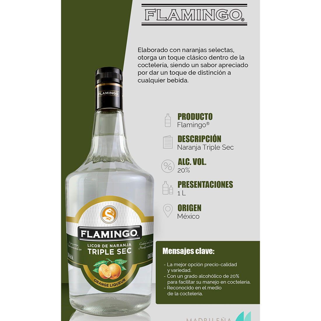 LICOR DE NARANJAS TRIPLE SEC FLAMINGO 1000 ml