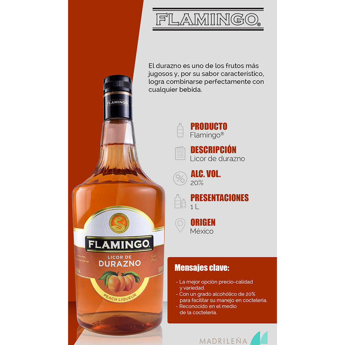 LICOR DE DURAZNO FLAMINGO 1000 ml
