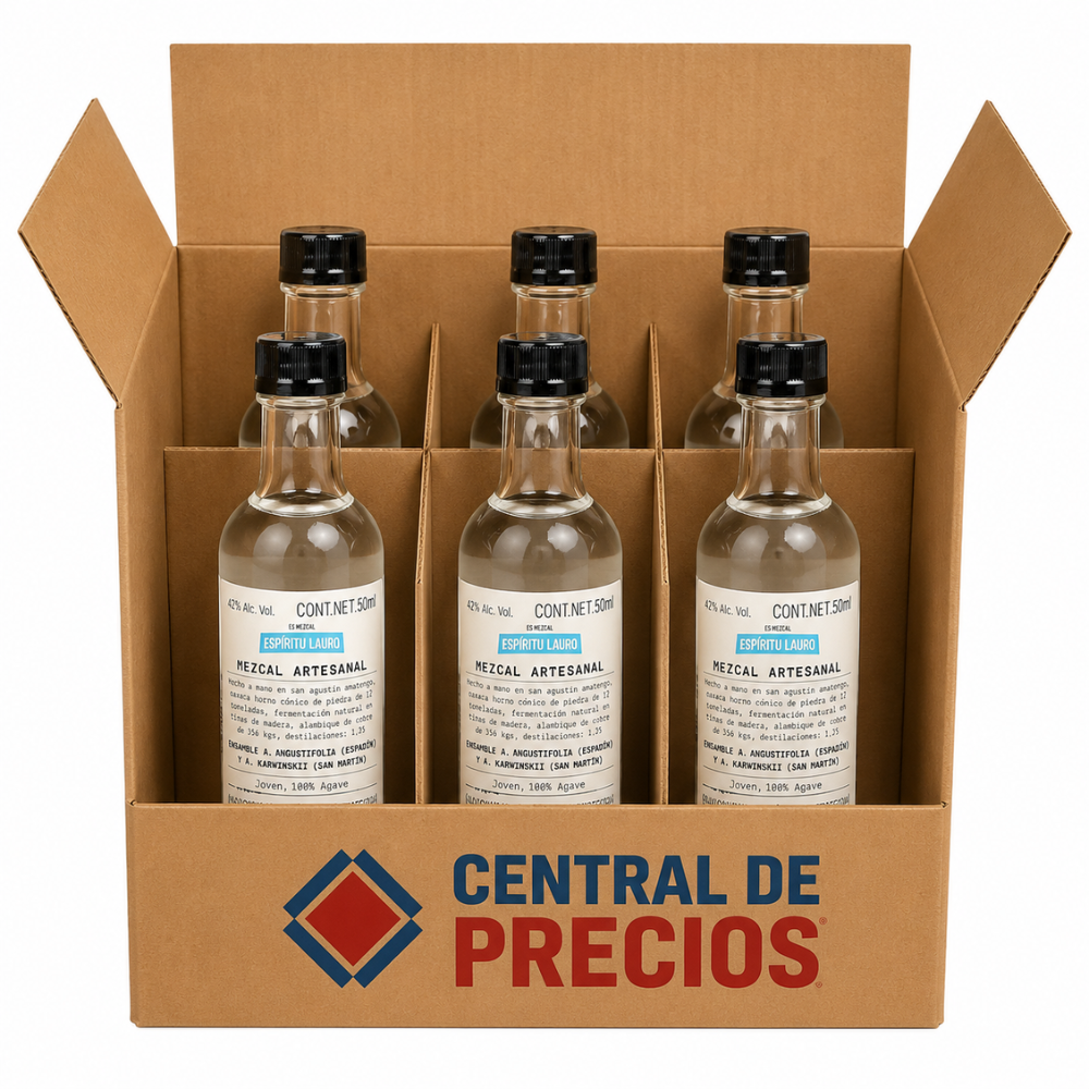 MEZCAL ESPIRITU LAURO JOVEN 50 ML (6 PIEZAS)