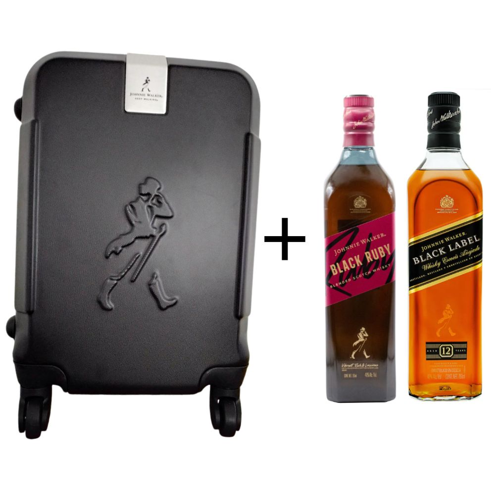 MALETA JOHNNIE WALKER NEGRA + DOS BOTELLAS DE REGALO