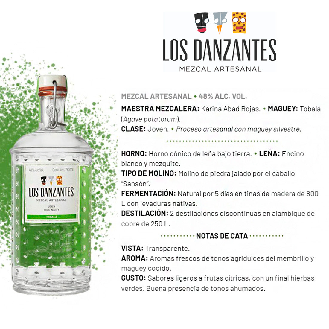 MEZCAL LOS DANZANTES TOBALA 750 ml