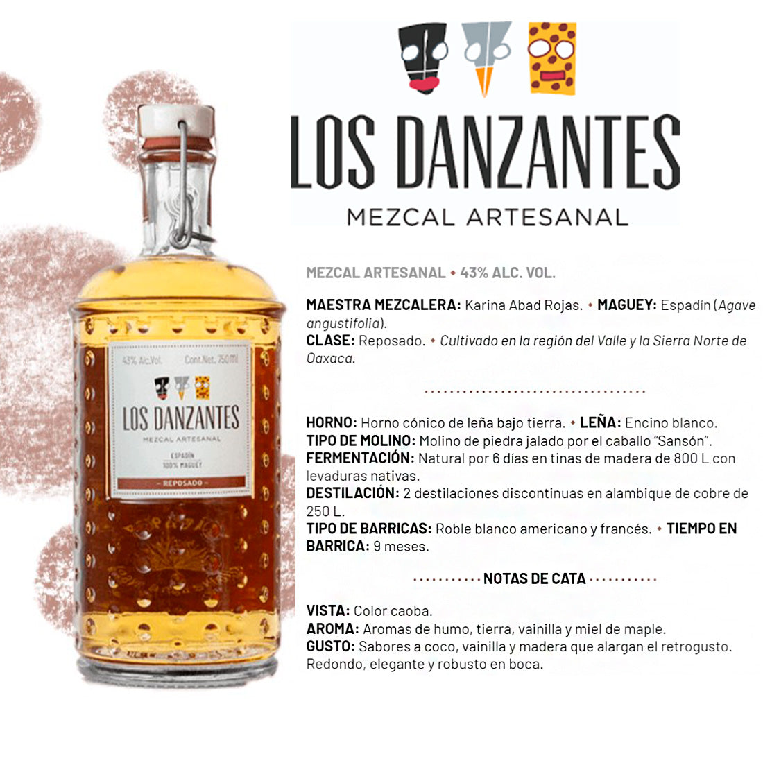 MEZCAL LOS DANZANTES REPOSADO 750 ml