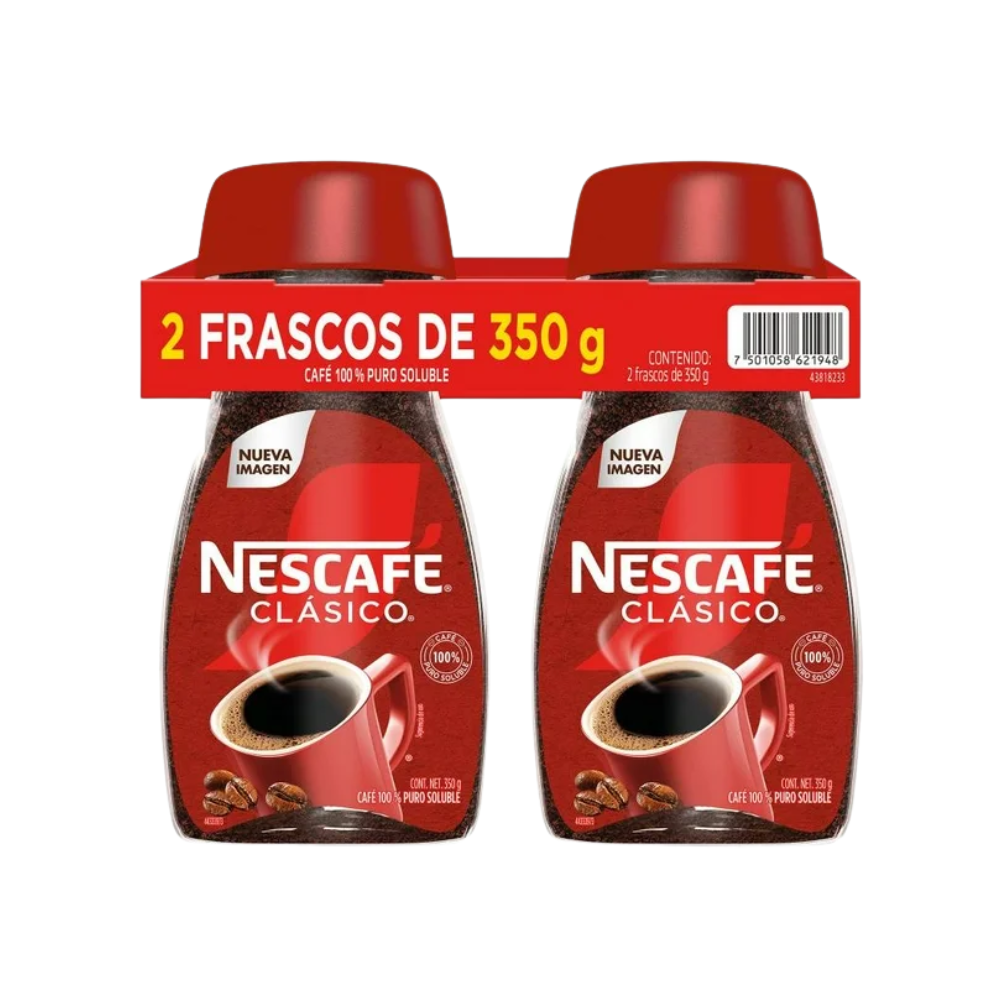 CAFÉ SOLUBLE NESCAFÉ CLÁSICO 2 PZAS 350 G