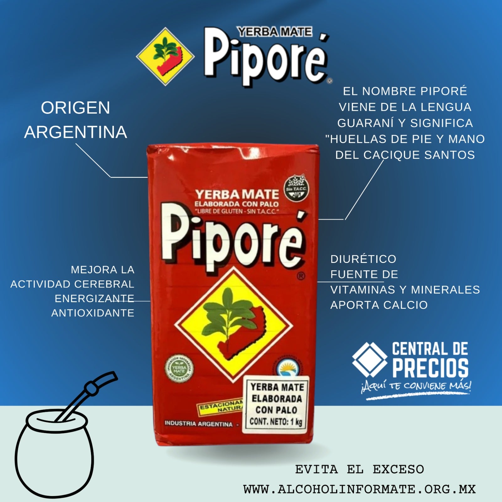 YERBA MATE PIPORÉ TRADICIONAL 500 G.