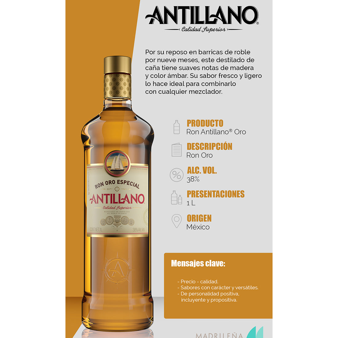 RON ANTILLANO ORO ESPECIAL 1000 ml