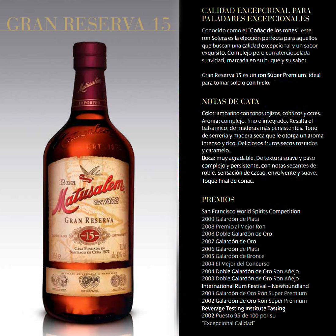 RON MATUSALEM GRAN RESERVA 15 AÑOS 750 ml