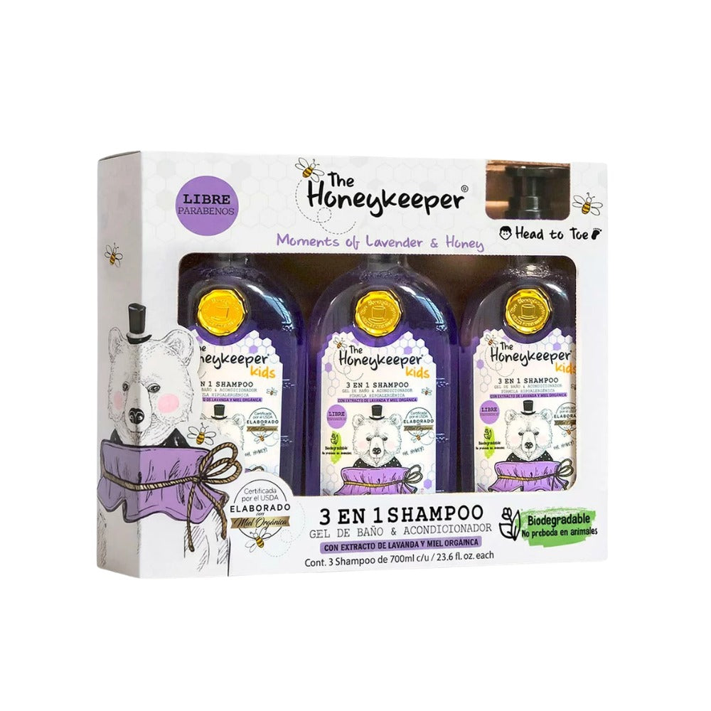 SHAMPOO 3 EN 1 THE HONEYKEEPER LAVANDA 3 PZAS 700 ML