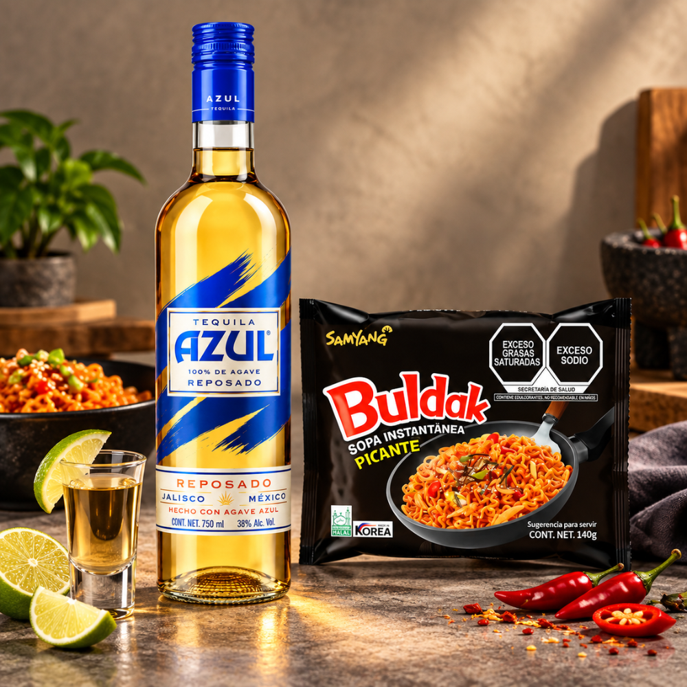 TEQUILA GRAN CENTENARIO AZUL REPOSADO 700 ML + BULDAK RAMEN DE POLLO PICANTE 140 GR.