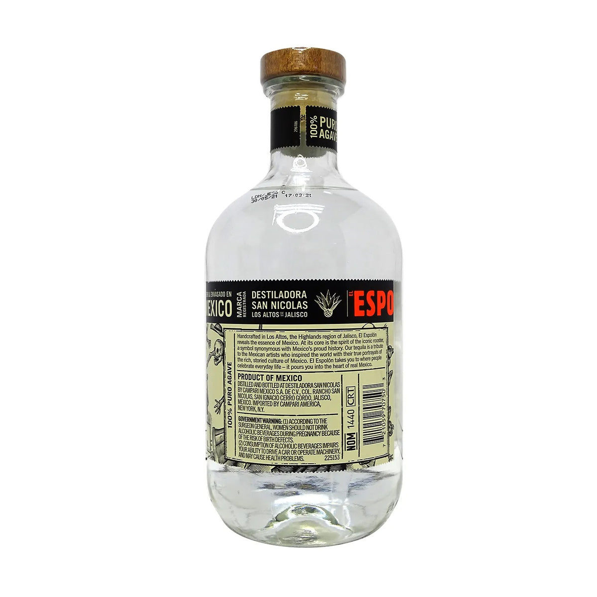TEQUILA EL ESPOLON BLANCO 750 ML