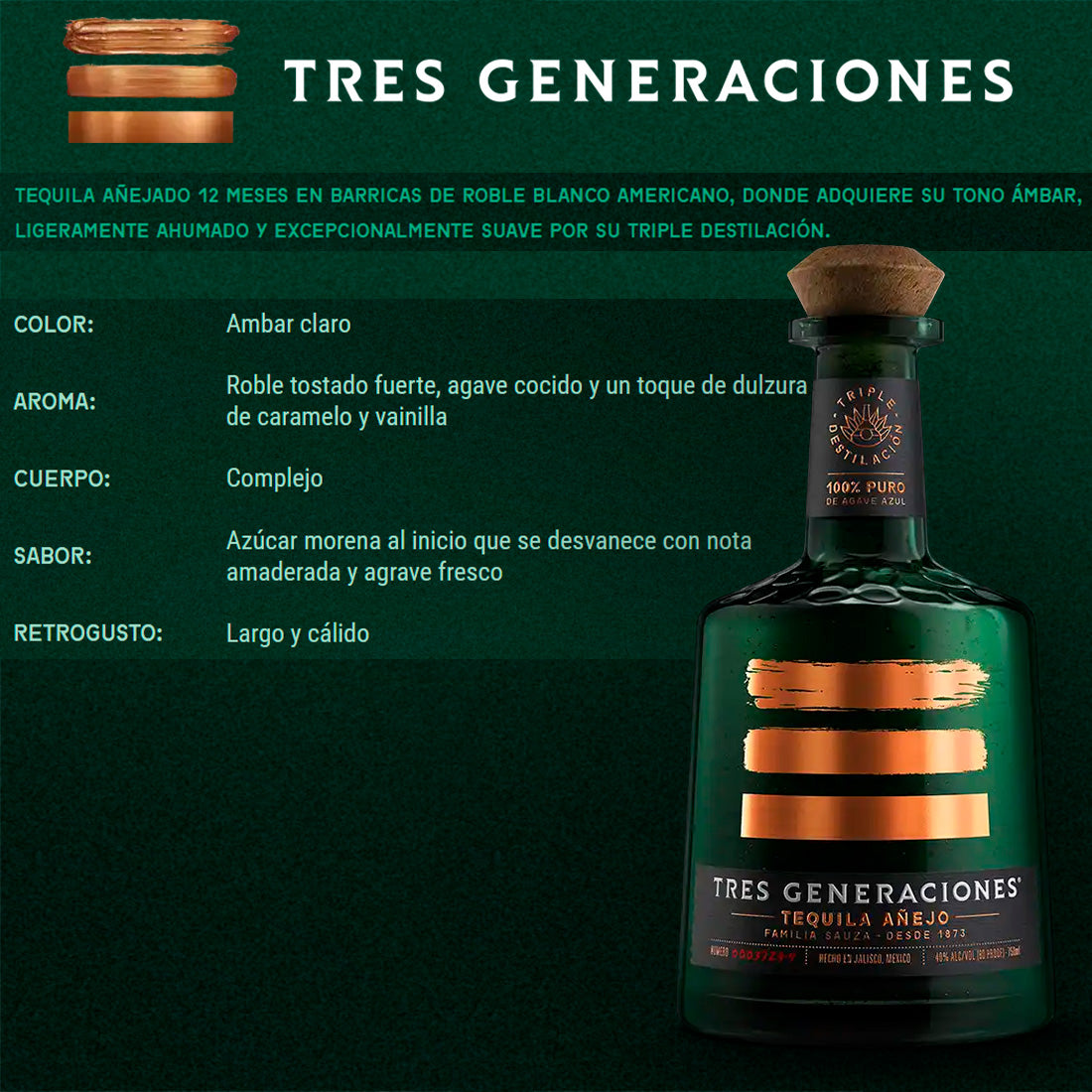 TEQUILA TRES GENERACIONES AÑEJO 750 ml