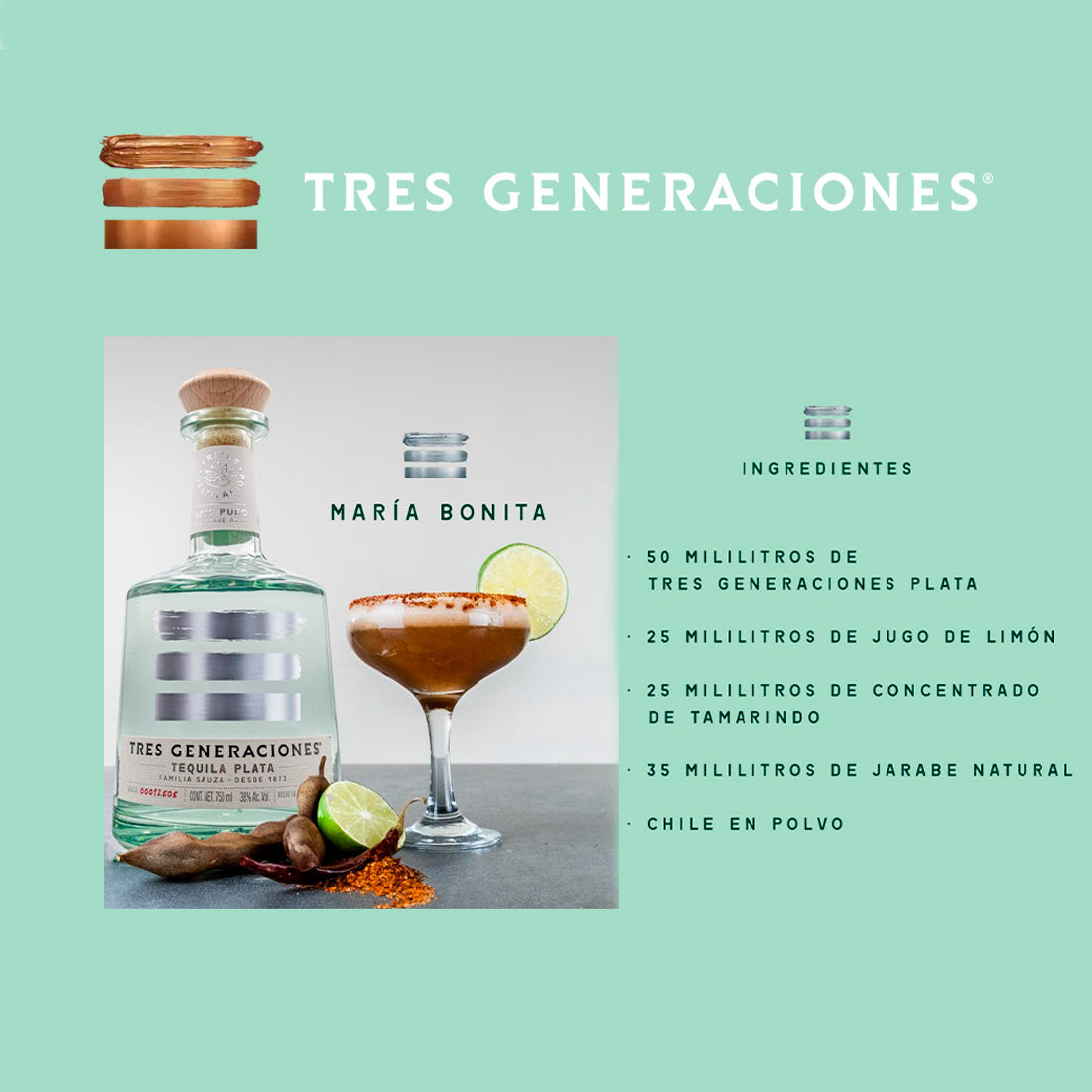 TEQUILA TRES GENERACIONES PLATA 750 ml