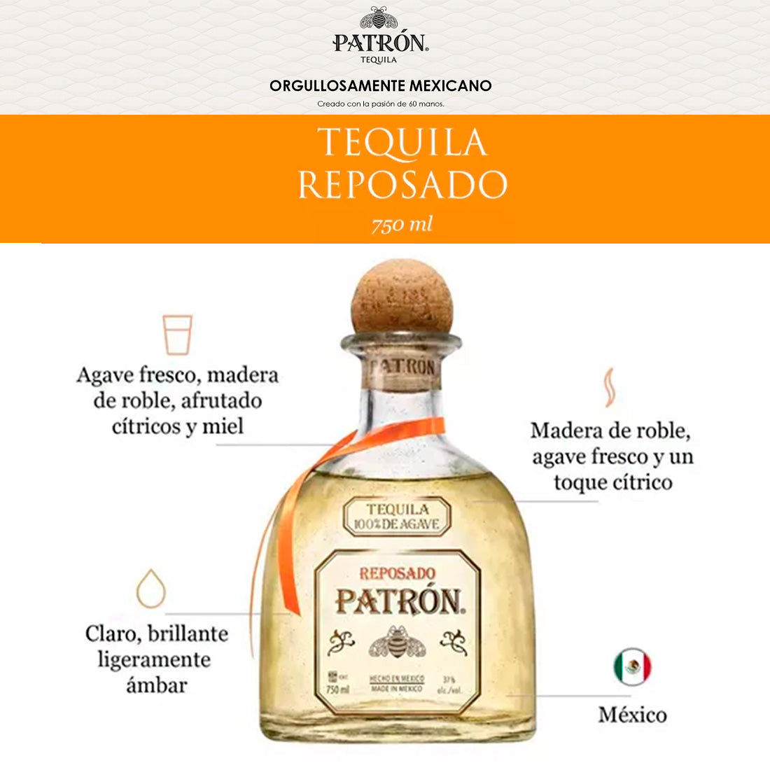 TEQUILA PATRON REPOSADO 750 ml