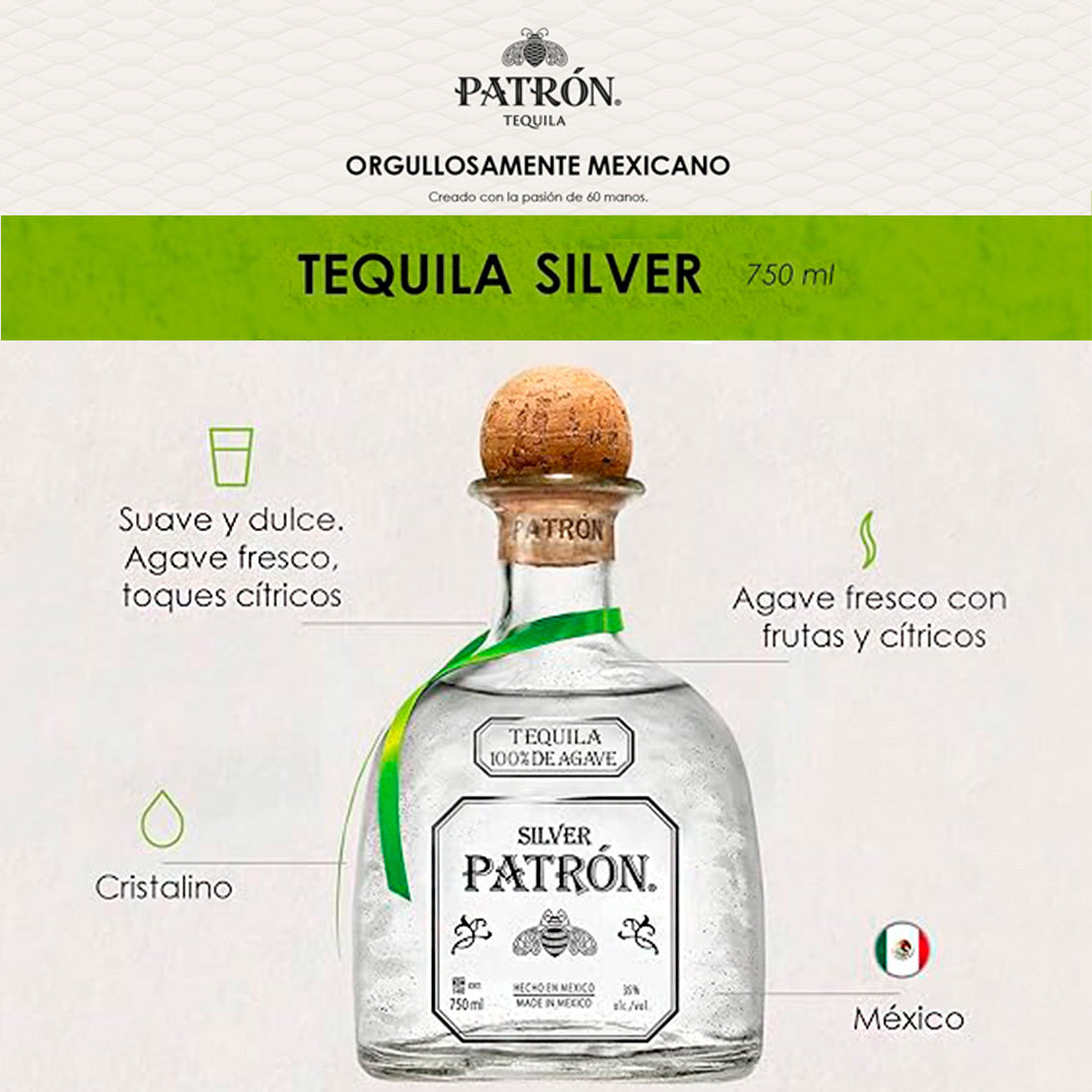 TEQUILA PATRON SILVER 750 ML