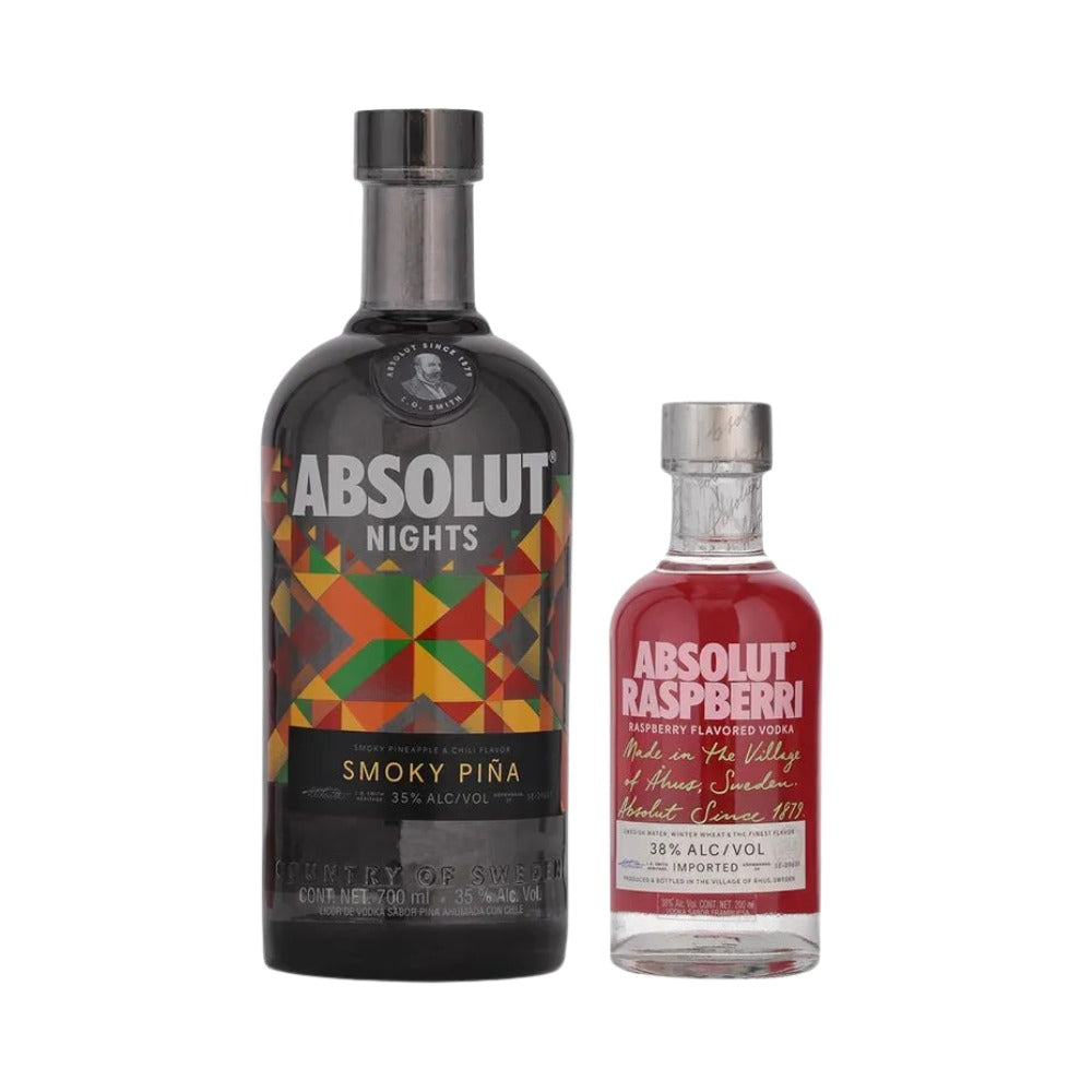 VODKA ABSOLUT SMOKY PIÑA 700 ML + VODKA ABSOLUT RASPBERRI 200 ML