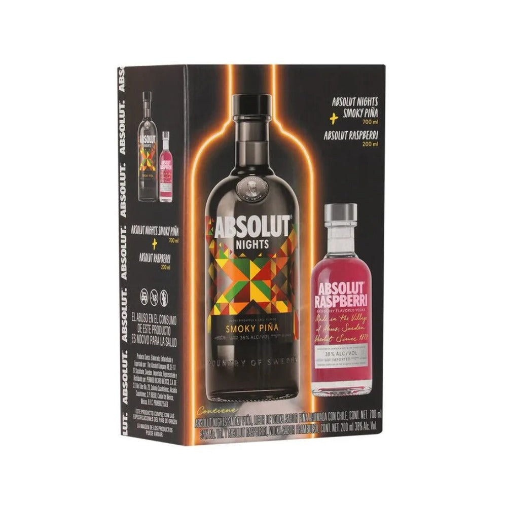 VODKA ABSOLUT SMOKY PIÑA 700 ML + VODKA ABSOLUT RASPBERRI 200 ML