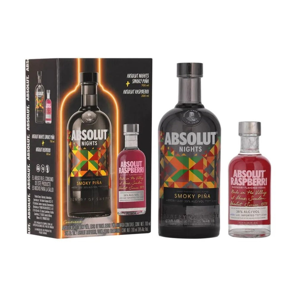 VODKA ABSOLUT SMOKY PIÑA 700 ML + VODKA ABSOLUT RASPBERRI 200 ML