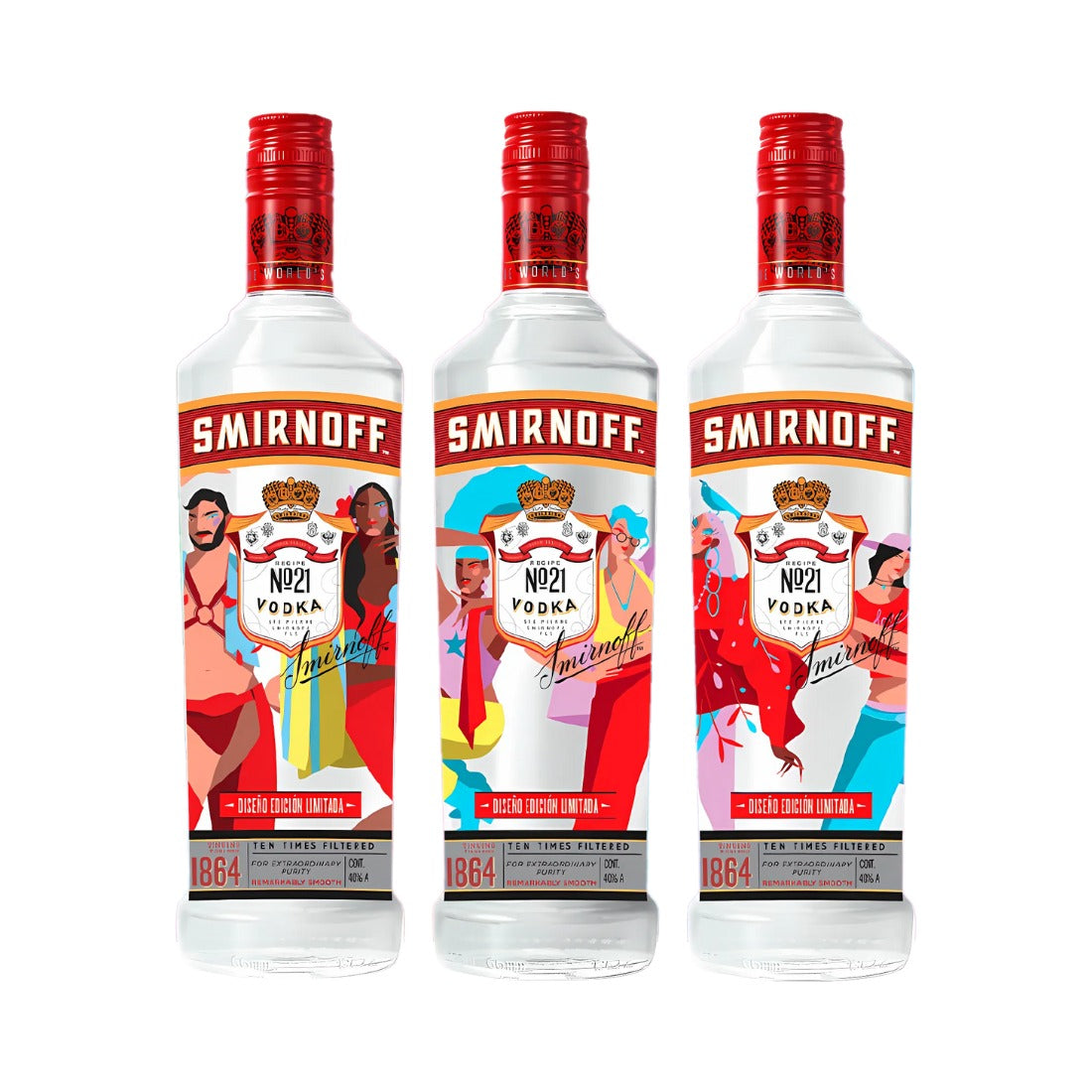 VODKA SMIRNOFF PRIDE 1000 ML EDICIÓN ESPECIAL (3 PIEZAS)