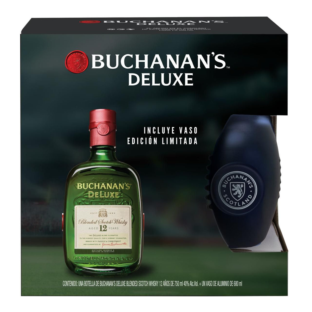 WHISKY BUCHANAN´S DeLUXE 12 750 ML + VASO NFL (VAQUEROS DE DALLAS)