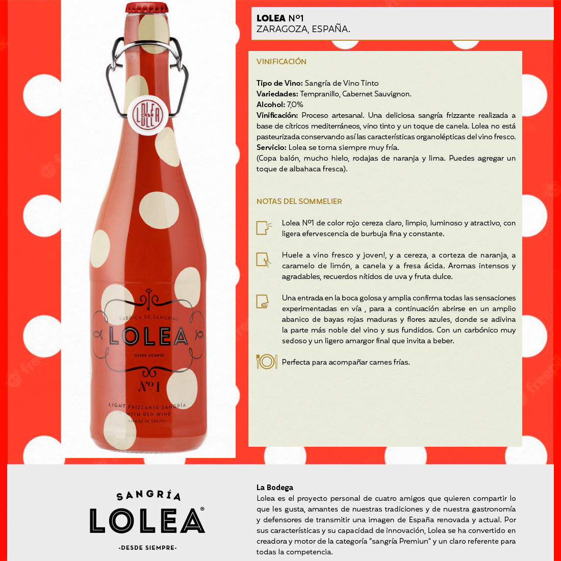 VINO TINTO ZAMORA SANGRIA LOLEA NO° 1 750 ml