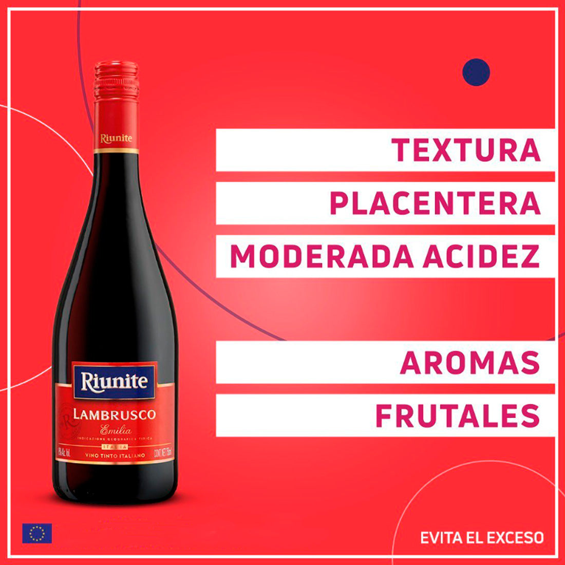 VINO TINTO RIUNITE LAMBRUSCO 750 ml